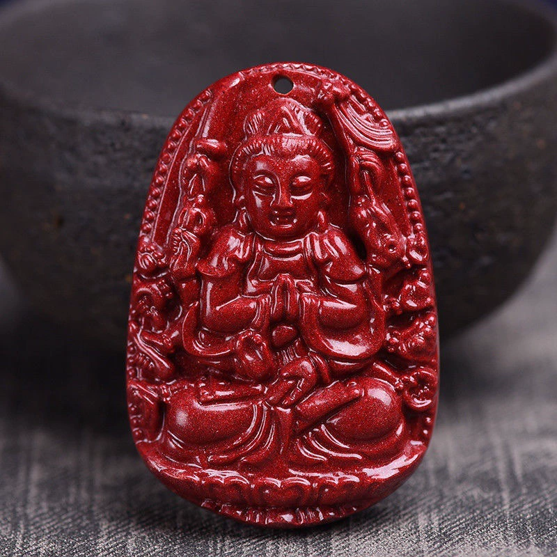 Natural ore, pendant for men and women, necklace, cinnabar, Chinese horoscope
