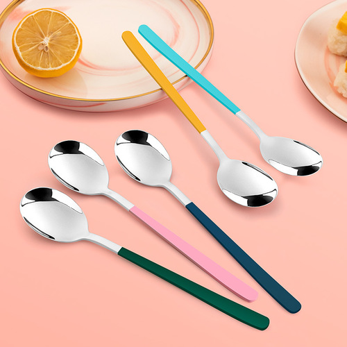 Youshengmeidi Shuangshihui  new stainless steel Morandi spoon student office worker portable spoon