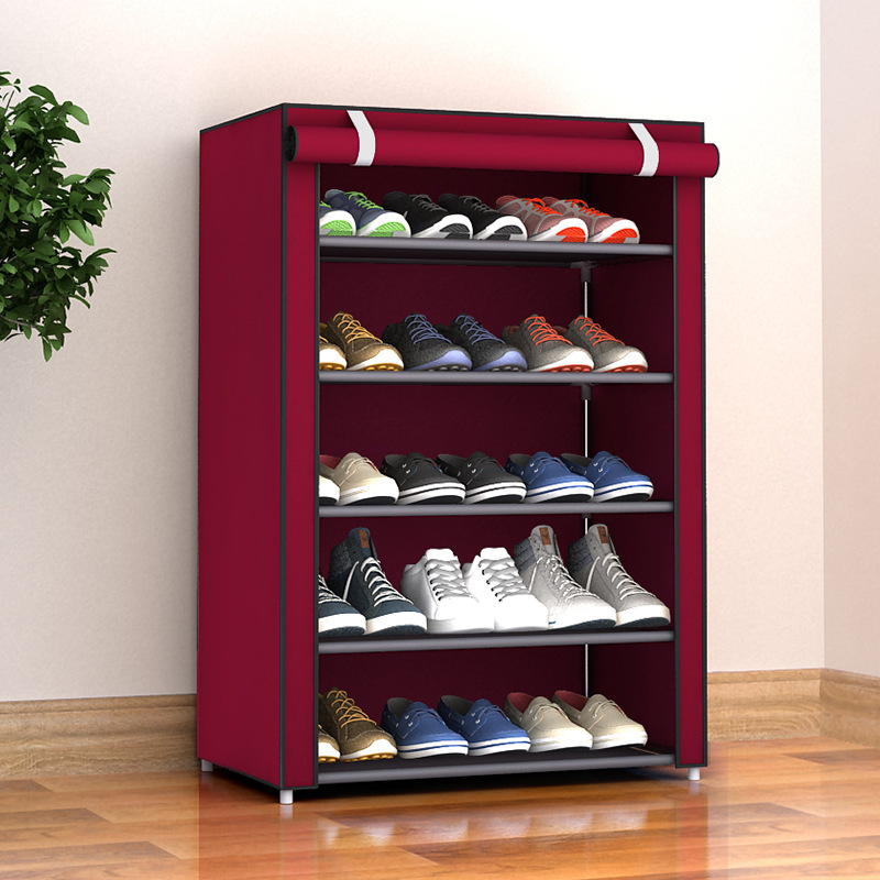 F simple gabinete de zapatos a prueba de polvo doméstico tela de almacenamiento rack de zapatos multicapa rack de almacenamiento de zapatos artefactos de zapatos image 12