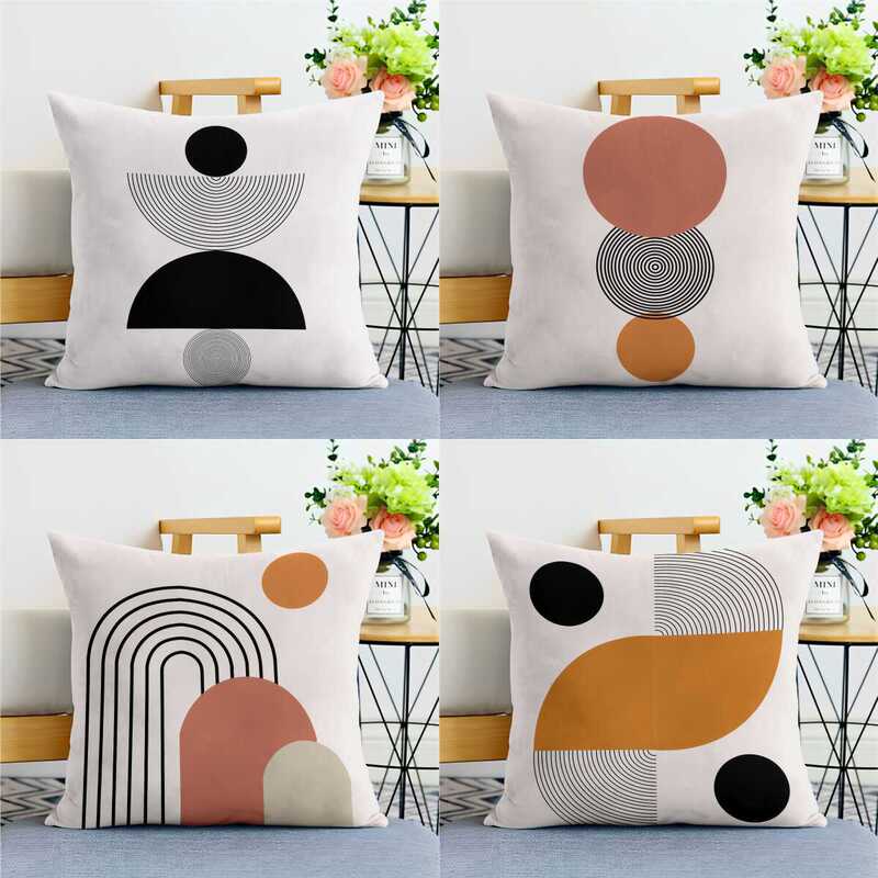 Scandinavian Black and White Pillow Case, Simple and Luxurious Houndstooth Cushion, Beautiful Gray Geometric Living Room Sofa Cushion