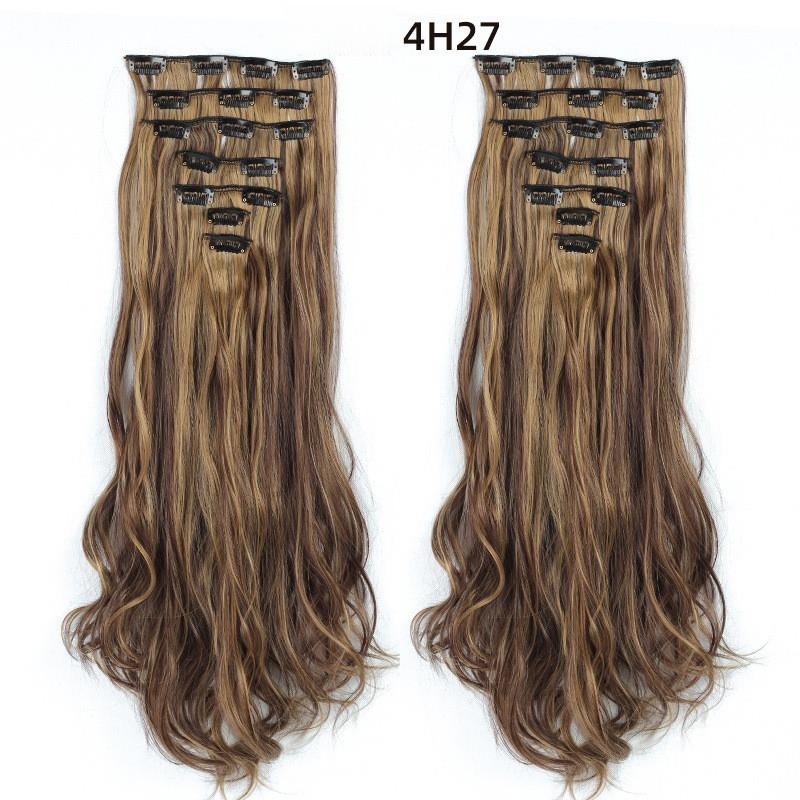 Extensión de Cabello Rizado con Clips BB Set de 7 de Fibra Térmica, Invisible, para Mujeres