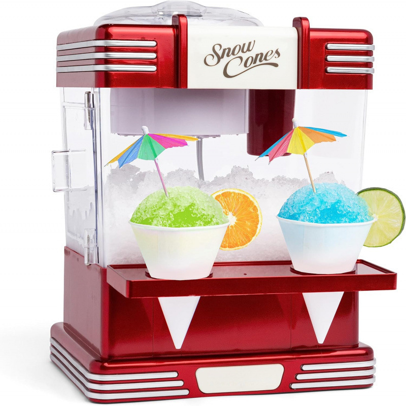 Retro desktop slush machine can make 20 ice treats, dual-head snow cone and shaved ice machine