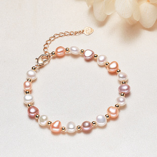 Factory direct supply freshwater special-shaped pearl baroque bracelet girls simple orange Zhuji real pearl jewelry