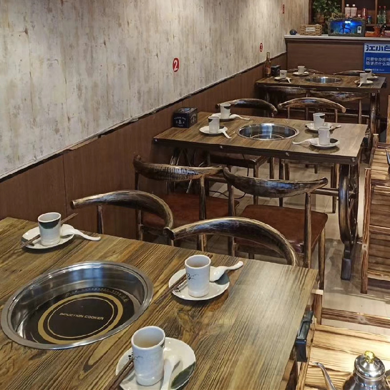 火锅桌子一体商用串串烙锅火锅店烤肉烧烤组合餐厅家具餐桌家装建