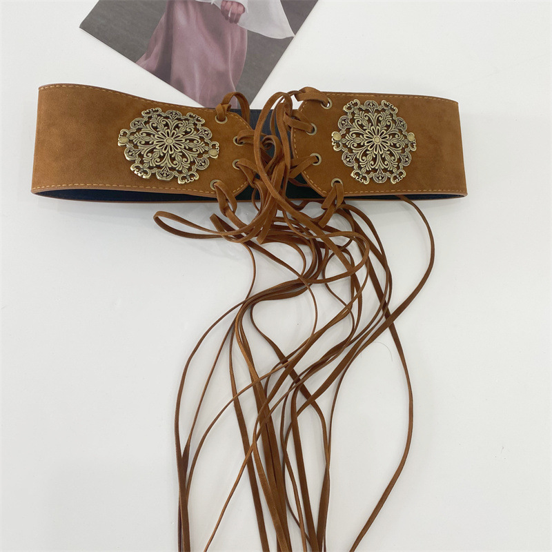 Cinturón corsé ancho de piel para mujer con hebilla de pin_voghion.com