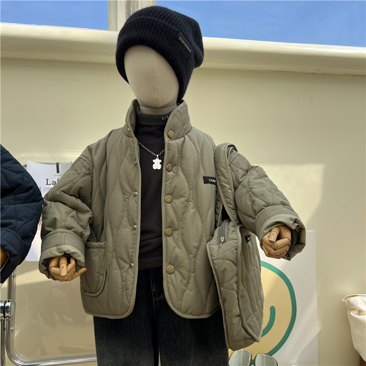 2024 Winter Clothing for Children with Bags Clothes Korean Boys Girls Labeling Quilted Light and Thin cardigans Cotton_voghion.com