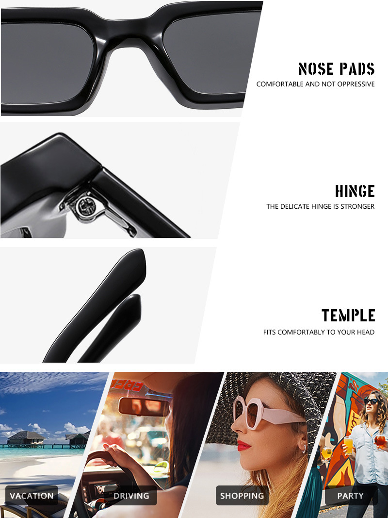 45g Weight Full Frame Glasses Structure Sunglasses Classification Ac, UV400 Protection Lens Material Square Glasses Style Outdoor, Travel, Beach Occasion Geometric Pattern All Seasons Season Unisex Gender Casual, Basic, Classic Style Style Casual Basic Classic Style Geometric Ac UV400 Protection Square Full Frame Women's Sunglasses 14