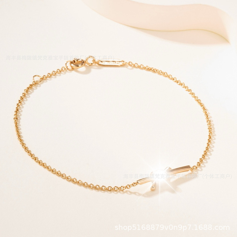 Factory Direct Sales T-Brand Knot Bracelet Thickly Plated with 18K Real Gold and Pure Silver, Simple Bowknot Rose Gold Factory Direct Sales T-Brand Knot Bracelet Thickly Plated with 18K Real Gold and Pure Silver, Simple Bowknot Rose Gold