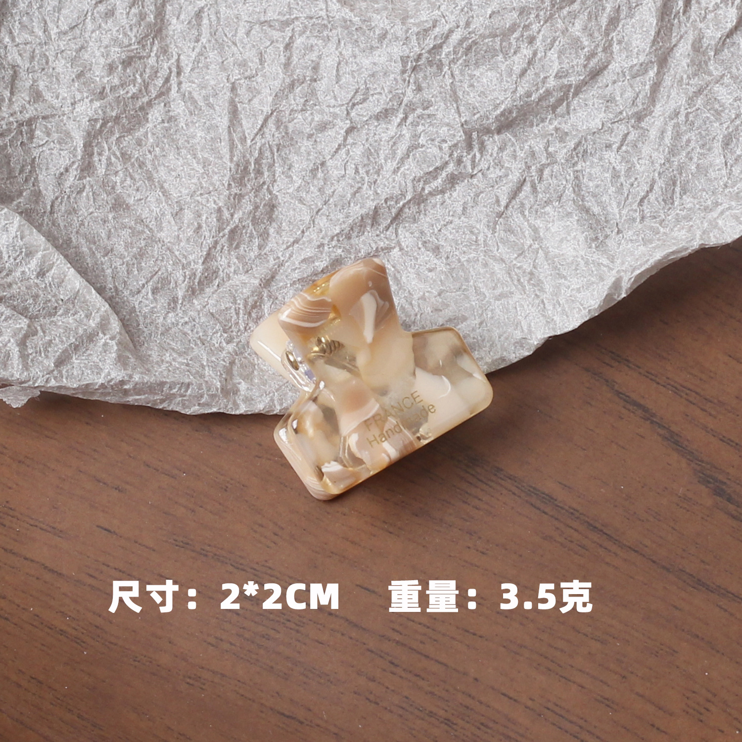 Pinza de pelo mini con etiqueta dorada coreana FRANCE 2024, color sólido efecto tortuga, para flequillo.