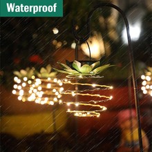 跨境创意太阳能铁艺弹性菠萝灯户外花园庭院景观装饰灯LED感应灯