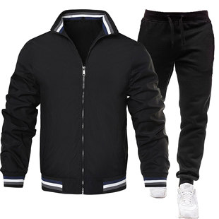 2025 Cross-Border New Men's Jacket Suit Pure Color Simple Casual Zipper Jacket Without Hood