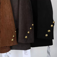 黑色西装外套女冬季新款韩版宽松显瘦双排扣气质百搭休闲西服