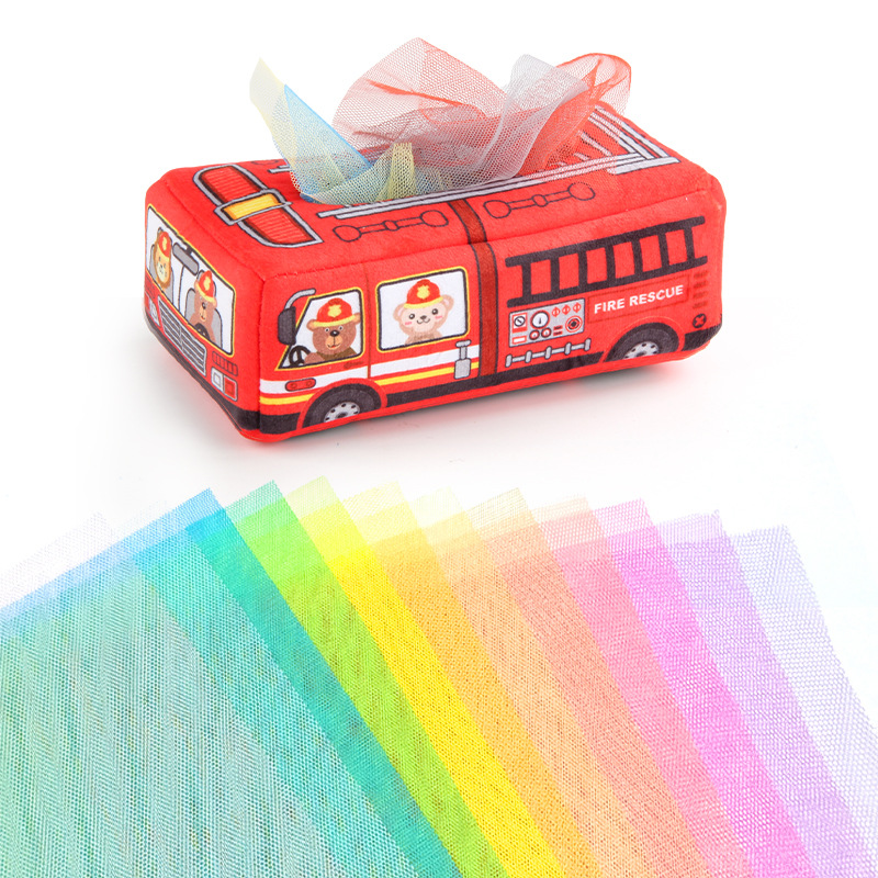 Bebé Educativo Educación Temprana libro de tela caja de juguete bebé sonando papel libro de tela simulación tren autobús escolar caja de pañuelos a prueba de lágrimas