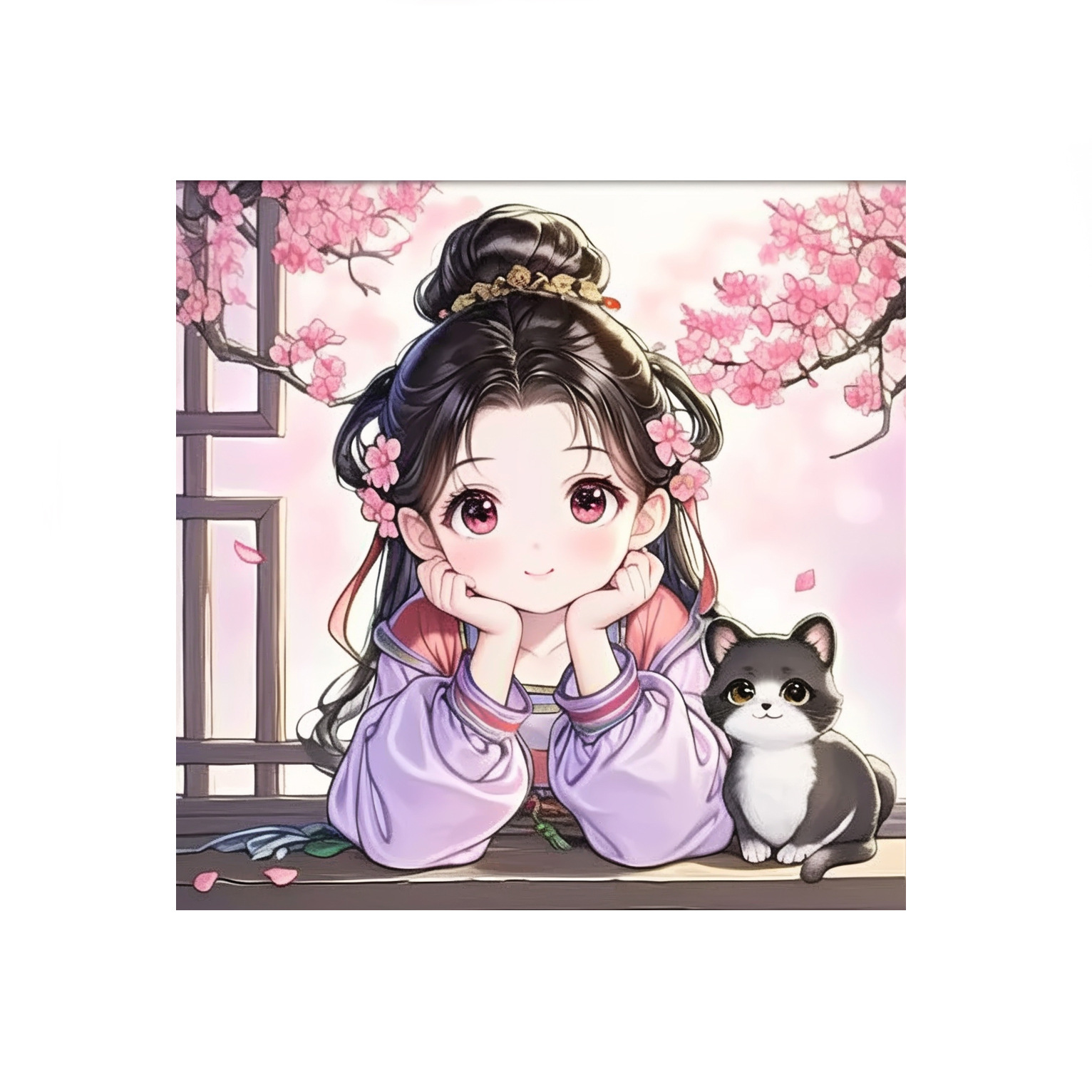 [Algodón importado] Mona Lisa real bordado cruzado gatito chica lindo decoración de dibujos animados modernos bordado a mano image 5