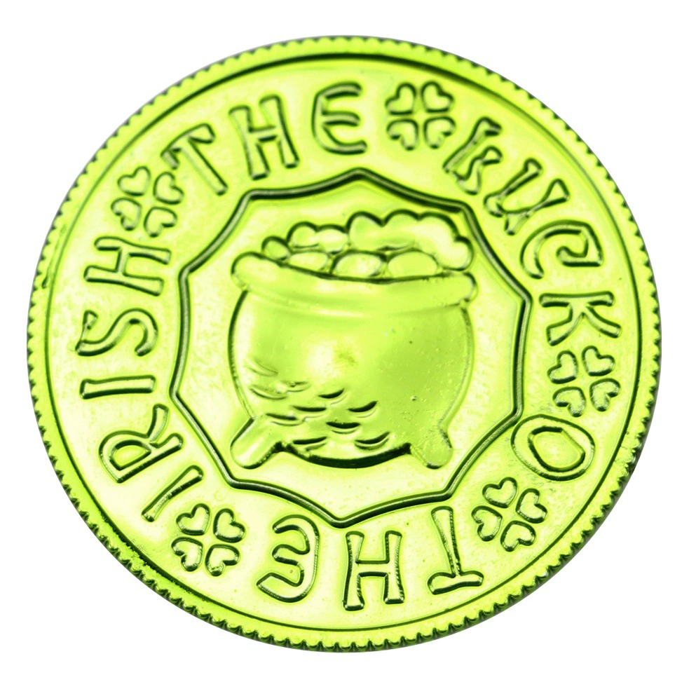 Трансграничная поставка Ирландский фестиваль пластиковых монет День Святого Патрика Трилистник золотые монеты Праздничная Вечеринка Бесплатная раздача