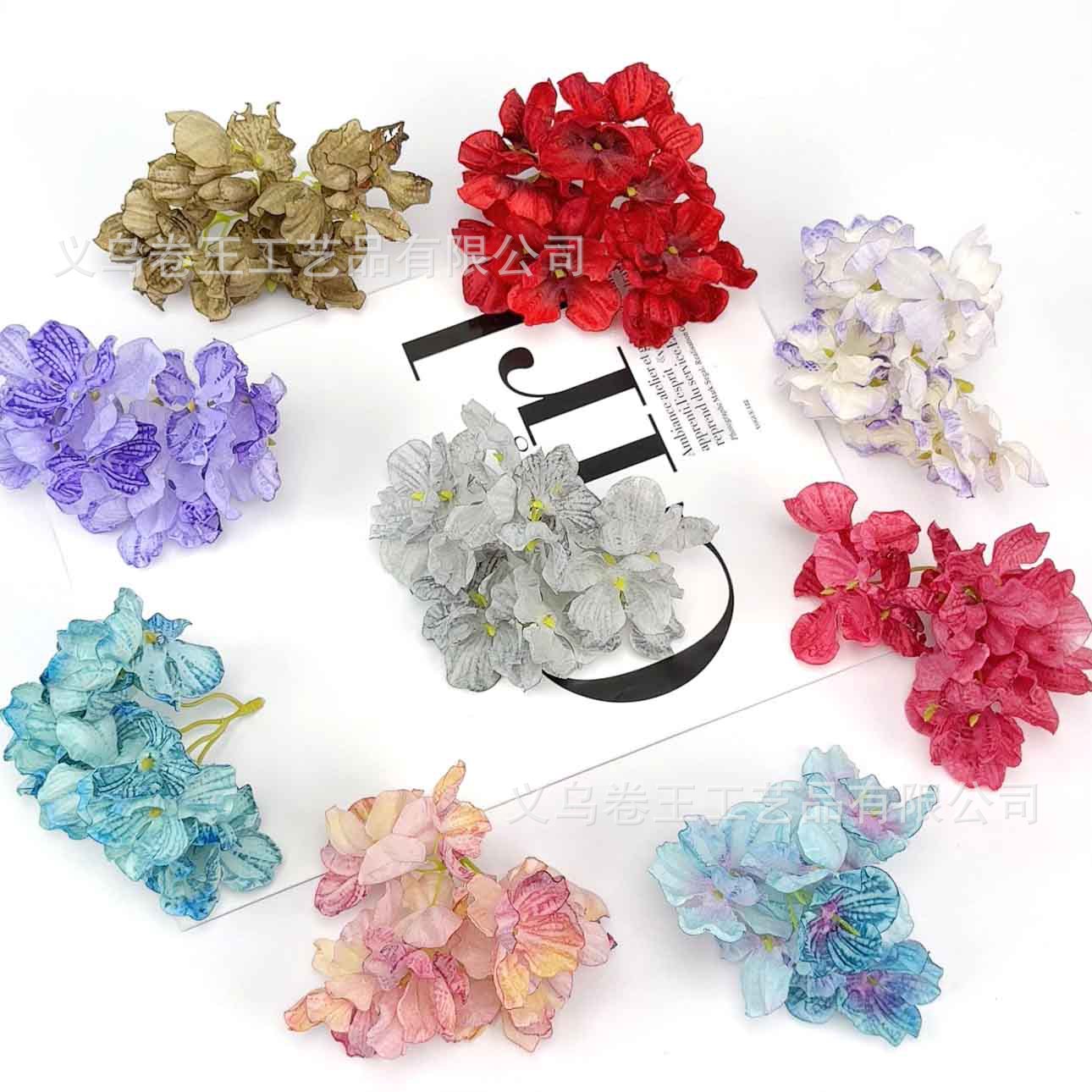Simulation 16 Branch Burning Hydrangea DIY Handmade Material Hair Accessories Hanfu with Home Decoration Fake Flower