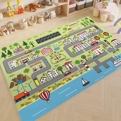 Avtomobil döşəmə paspasları — Room Balcony Large Size Baby - city-ecological-park-80x120cm-crystal-velvet-floor-mat