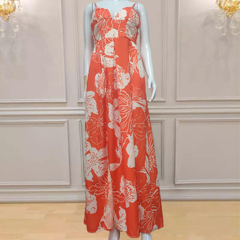 Vestido de Verano 2025, Nuevo Estilo Europeo y Americano, Sexy, Ajustado, con Tirantes Finos, Escote Profundo en V, Abertura Lateral, para Fiesta o Noche