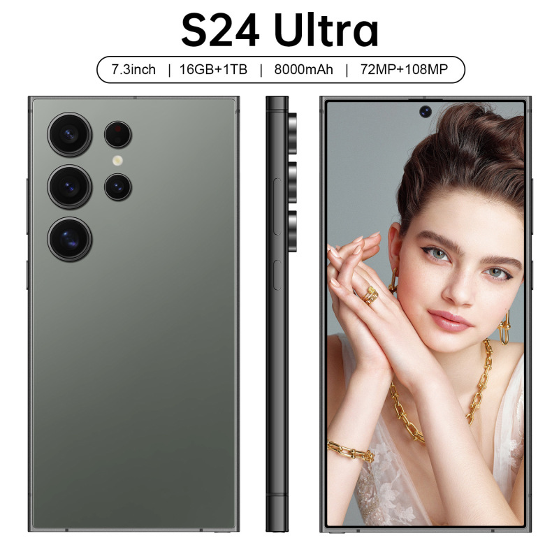 2025新款S24 Ultra穿孔屏7.3寸跨境4+64GB支持快充安卓智能手机批|undefined