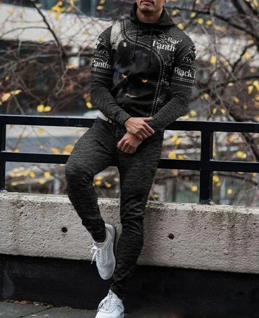 Pantalones de suéter con capucha de primavera y otoño de dos piezas casuales de negocios de todo fósforo MC11-ML1