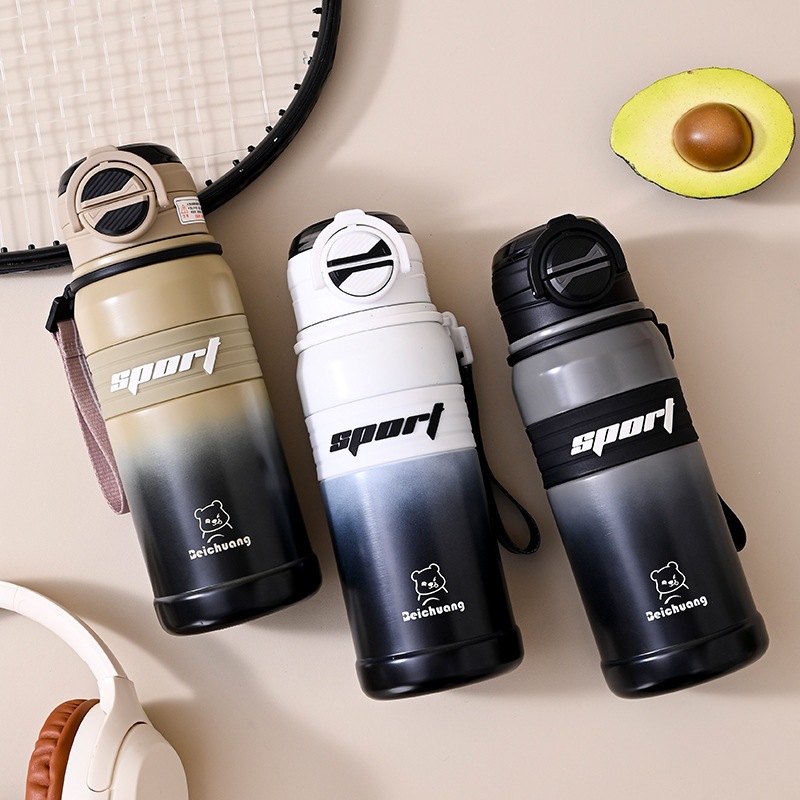 2024 moda simple estudiantes portátil vacío caliente taza de paja de grado alimenticio taza de doble bebida taza deportiva rebote