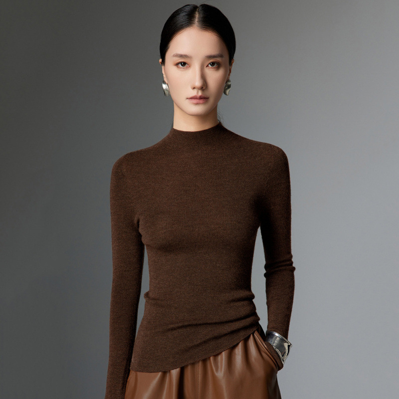 [Machine Washable] Fine-Knit Half-High Collar Solid Color Wool Sweater, Thin Knit Base Layer Sweater for Autumn and Winter Mkl24-15