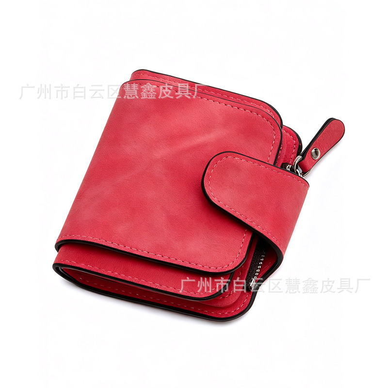 Foreign Trade New Suede Fashion Short Double-Fold Multi-Card Slot Coin Clip Simple Multi-Functional Women's Wallet