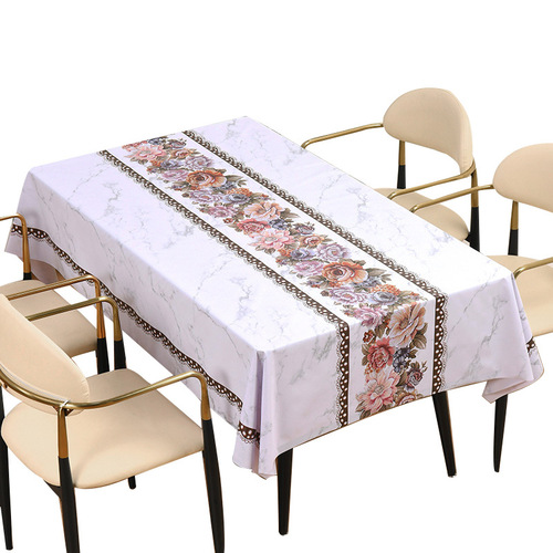Retro antique style embroidered floral PVC tablecloth waterproof and oil-proof no-wash Chinese ethnic style tablecloth tablecloth wholesale