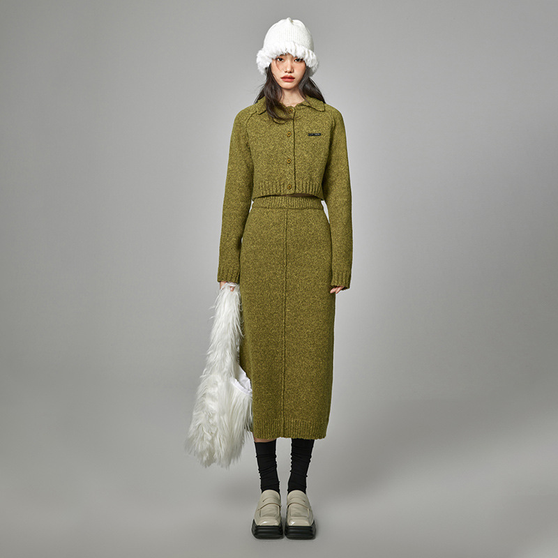 Women's Clothing Knitted skirt suit for women autumn new style slim fit high end gentle temperament fashion casual sweater two piece suit_voghion.com
