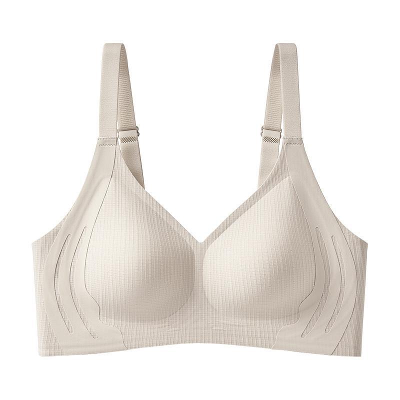 Levante ropa interior de soporte suave para damas delgada sin marcas sin anillo de acero sujetador recopilado anti-caída sujetador de copa fija