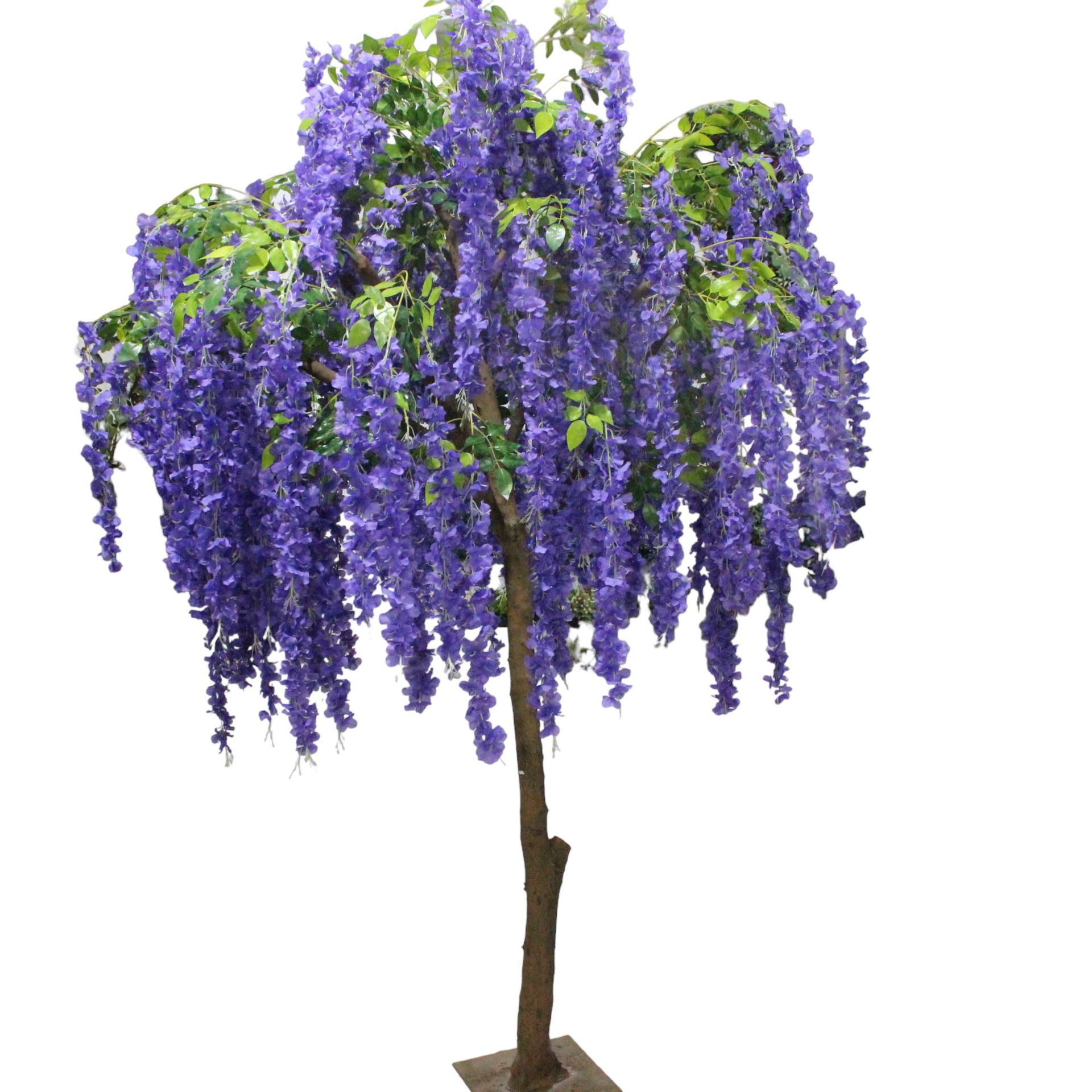 Simulación de árbol de flor de frijol centro comercial interior decoración de ventana de hotel bonsai artificial poste de madera maciza simulación de árbol de flor de frijol falso bonsai