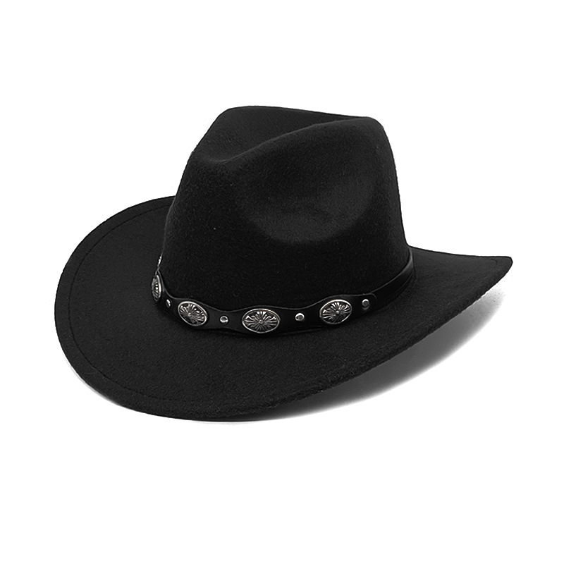 西部牛仔新款毛呢礼帽少数民族风亚马逊男士女士情侣帽牛仔爵士帽