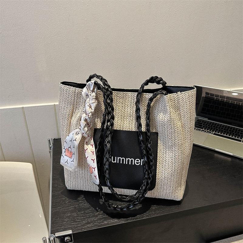 Large-capacity Trendy Women's 2023 New Style Woven Shoulder For Women, Spring Fashion Straw Tote Bag, Crossbody Bag_voghion.com