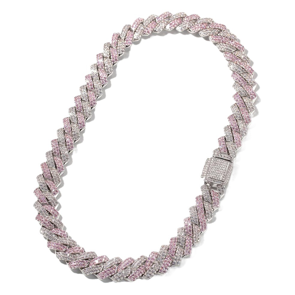 欧米のヒップホップのバーの形のキューバのネックレスの男性は13mmのジルコンのファッションの個性の金メッキのネックレスの装飾品を組み合わせます。