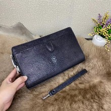 珍珠鱼皮男士手包真皮包带密码锁商务手抓包大牌手拿包男包大容量