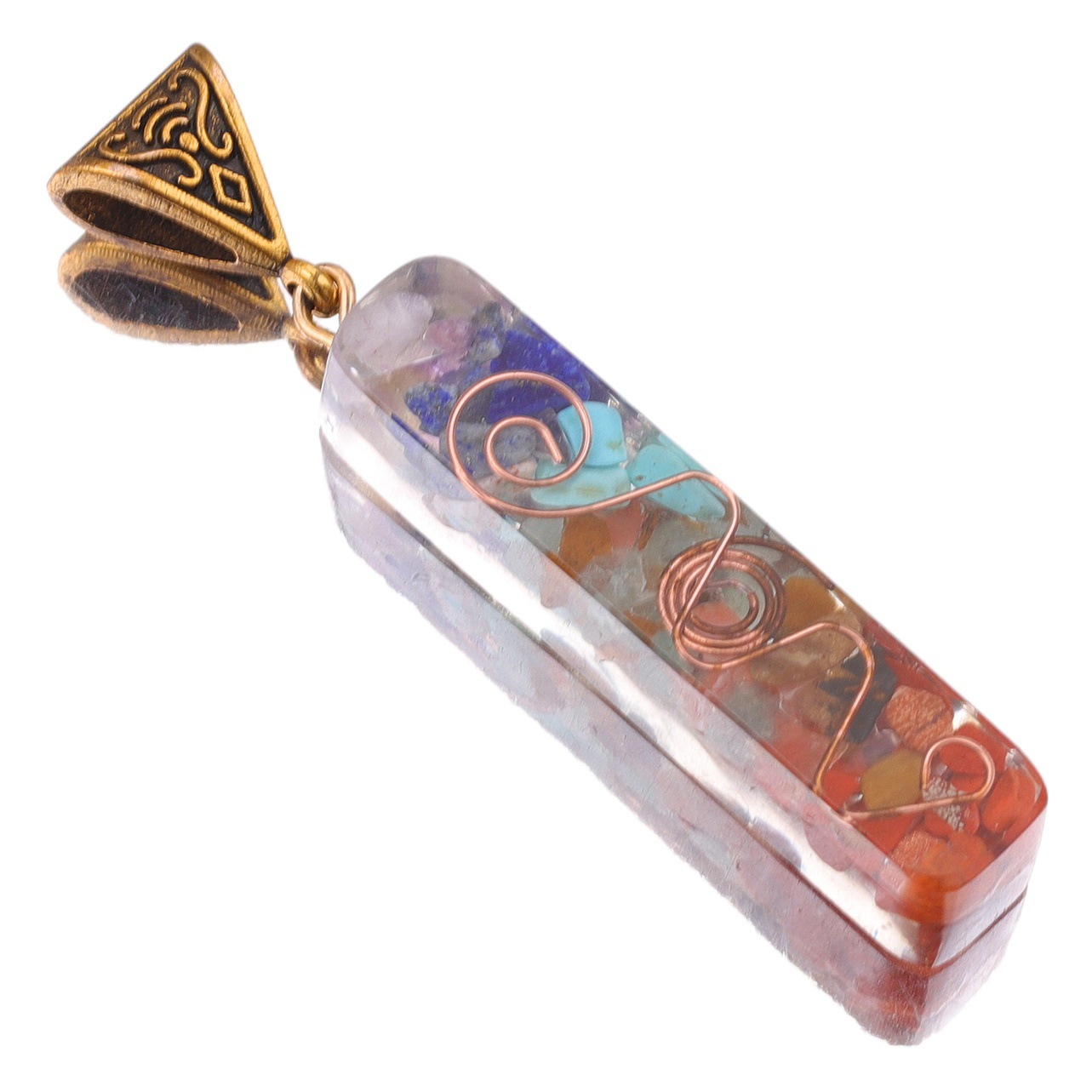 Colorido collar de grava de piedra natural resina pegamento envuelto colgante de piedra natural fábrica DIY accesorios de la joyería colgante