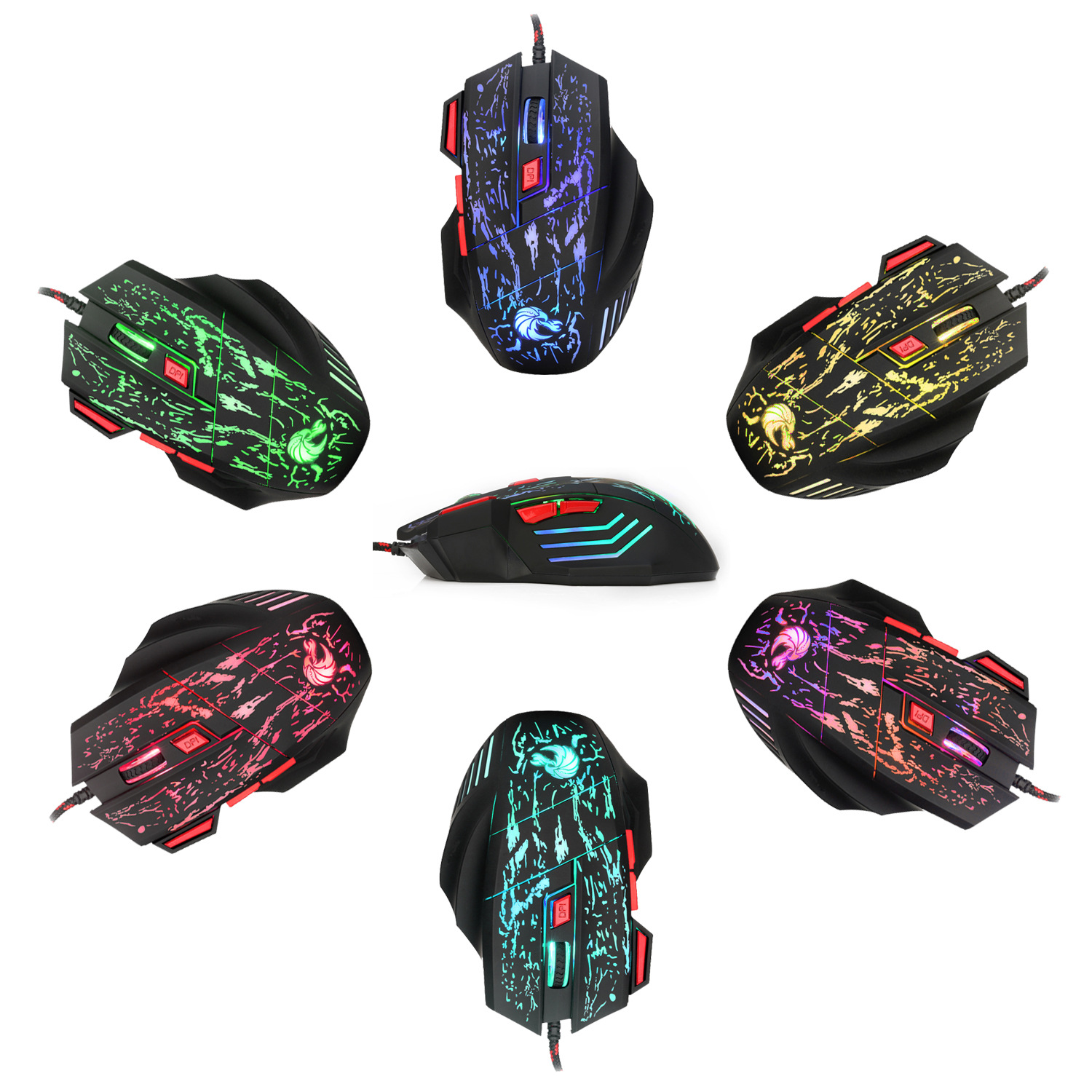 New 104 RGB illuminated mechanical keyboard colorful set seven key gaming mouse logo 5500dpi_voghion.com