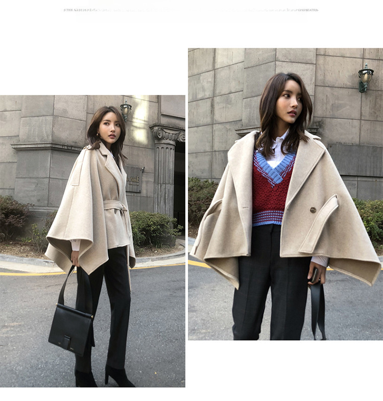 Wollmantel Damen Winter 200kg Neujahrstag Kriegsmantel Mantel lang locker Schnürschal Cape gepolsterter Mantel_voghion.com