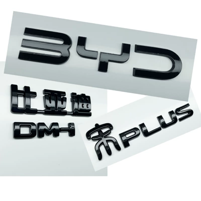 Car logo | emblems for BYD - glossy-black-finish-25-models-of-song-plus-dmi-rear-bumper-3-piece-set-excluding-front-emblem-the-byd-rear-emblem-is-translucent