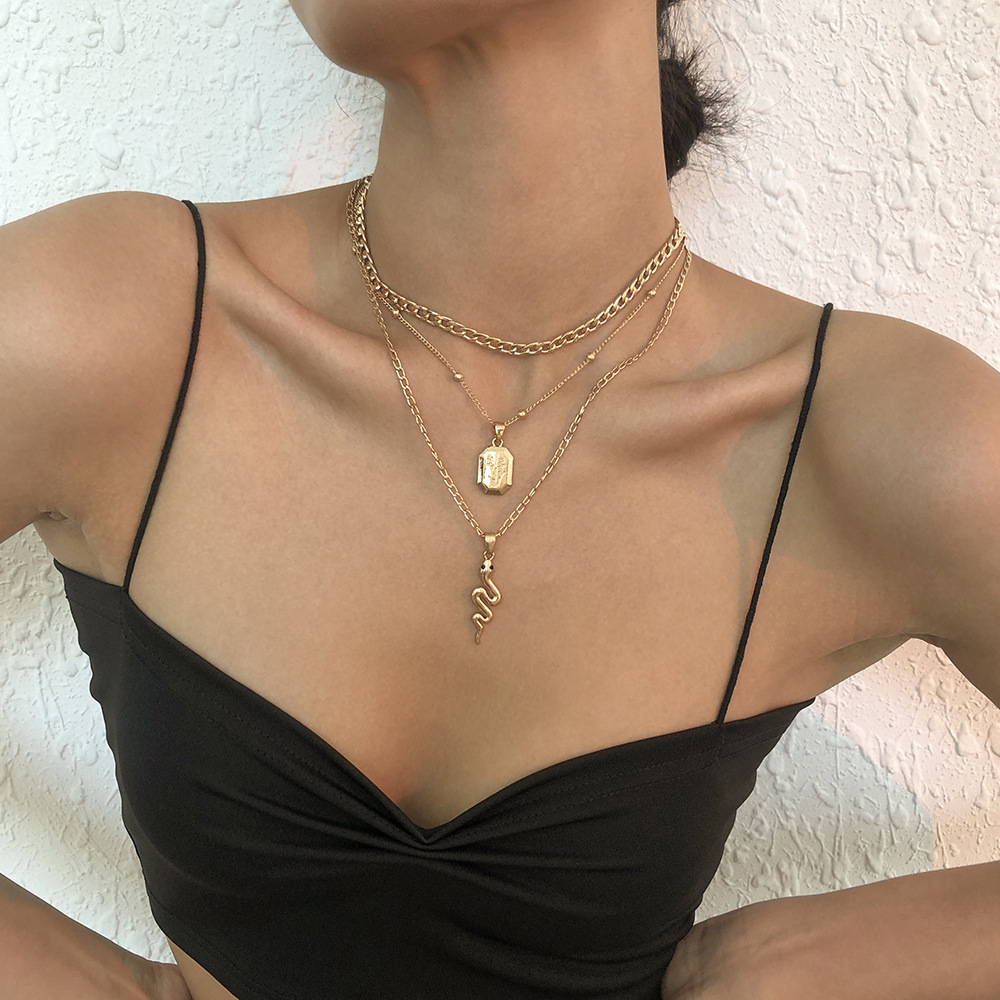 wholesale jewelry animal snake multi-layer pendant necklace Nihaojewelry