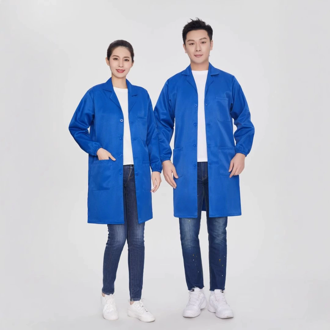 Платье для рабочей одежды Мужское длинное платье для страхования труда сине-белое, износостойкие и пыленепроницаемые грязные антистатические куртки