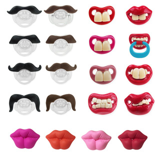 Baby funny funny soothing pacifier beard teeth red lips silicone pacifier 20 foreign trade Amazon