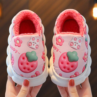 Children's cotton shoes autumn and winter bag heel baby parent-child cute padded plush home indoor and outdoor children's cotton slippers tide