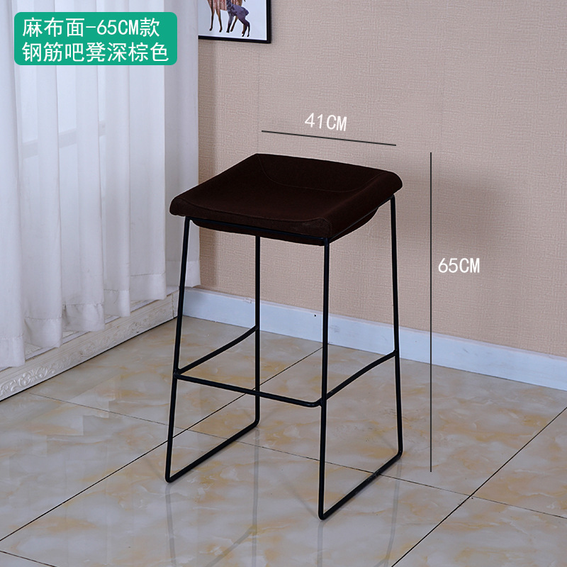 어두운 다크 브라운 강화 바 의자 린넨 surface-65CM