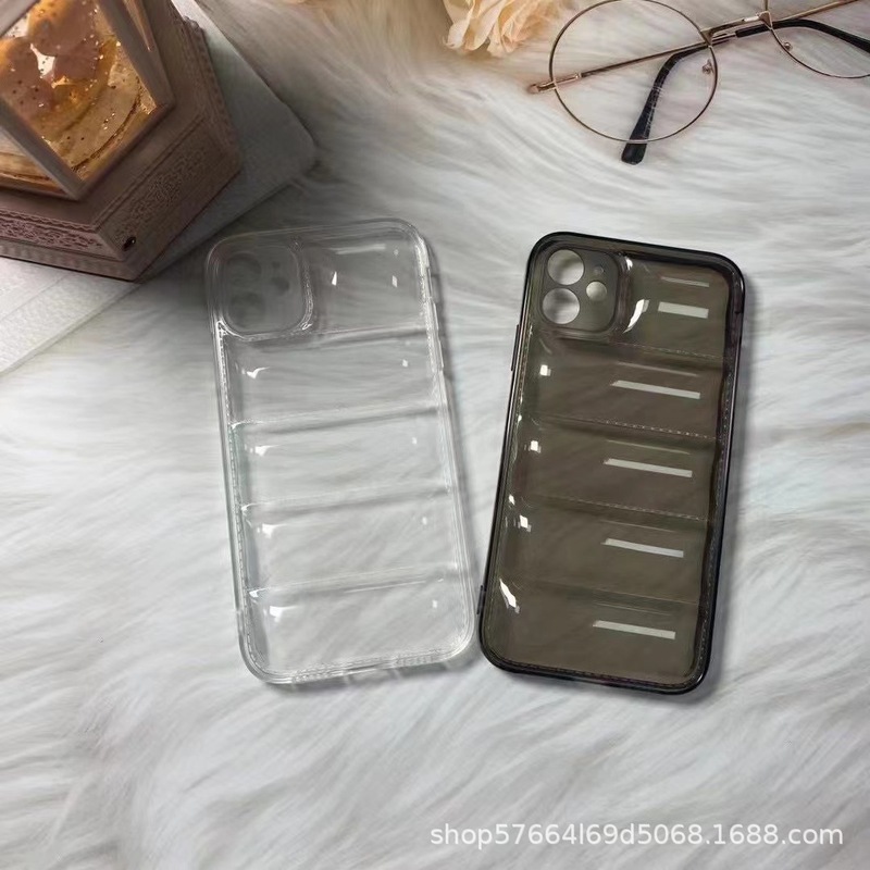 Down Jacket Phone Case Apple 17Promax Transparent Phone Case Iphone15Pro Transparent Black Airbag Protective Case