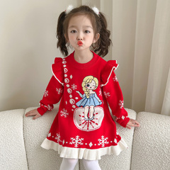 Elsa Knit Dress for Girls 2023 Spring and Autumn New Frozen Elsa Autumn Outfit Elsa Knit Dress