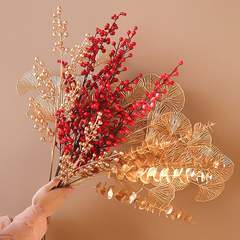 Red fruit artificial flower fortune fruit fake flower shopping mall wedding bucket golden ginkgo leaf eucalyptus love grass wholesale