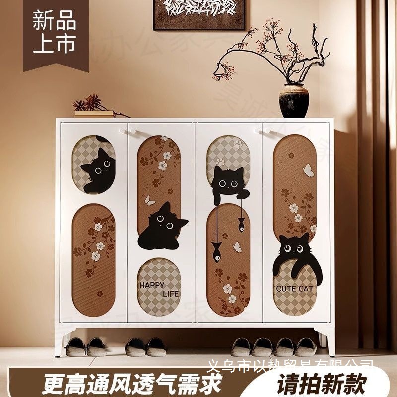 Steel Shoe Cabinet at the Entrance Door, Antique Style Home Entrance Storage Cabinet, Hallway Shoe Rack, Storage Cabinet, Integrated Against the Wall