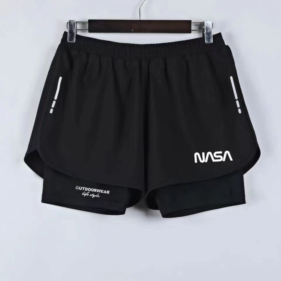 Men's Swimming Trunks Sports Double-Layer Anti-Embarrassment Quick-Drying Breathable Five-Point Shorts Swimsuit Beach Pants Three-Point Running Pants