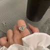 Retro design zirconium, ring with stone, trend adjustable jewelry